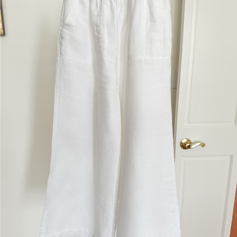 Saks Fifth Avenue White Linen Pull-On Pants – Size Small